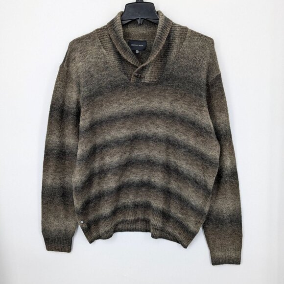 Geoffrey Beene Knit Sweater Men Size XXL Striped Shawl Collar Pullover Academia - Picture 1 of 7